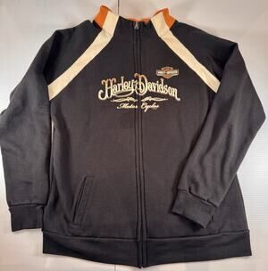 Harley Davidson Womens L Jacket Sweatshirt Full Zip Spitzies Albany NY Thumbhole